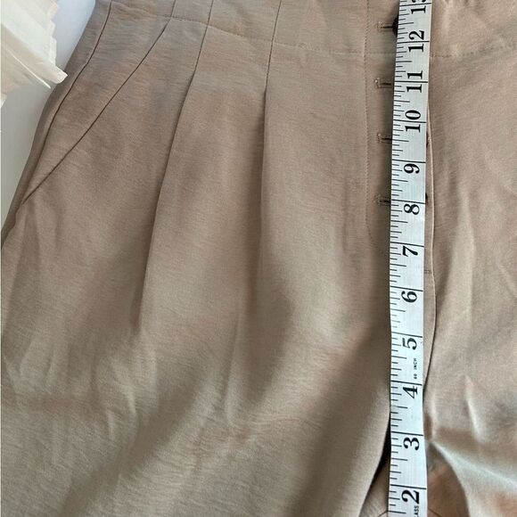 LOFT Tan Button Front High Rise Wide Leg Pants Size 8 - Picture 4 of 10